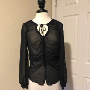 Kenneth Cole stretchy, gauze, ruched blouse